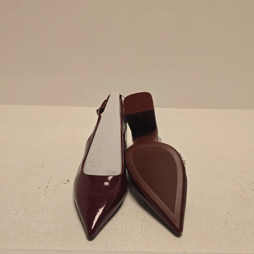 BERSHKA BURGUNDY PATENT SLINGBACK HEELS – WOMEN'S FASHION FOOTWEAR EU SIZE 37