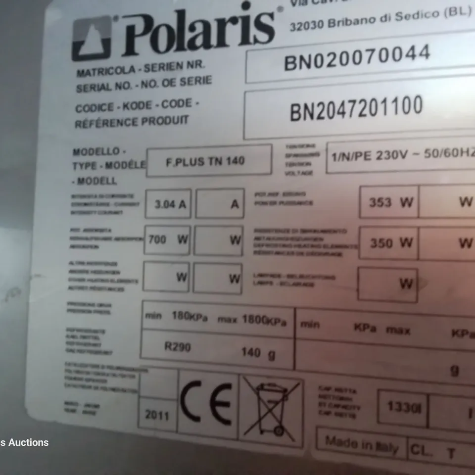POLARIS DOUBLE DOOR TALL FRIDGE Model F,PLUS TN 140