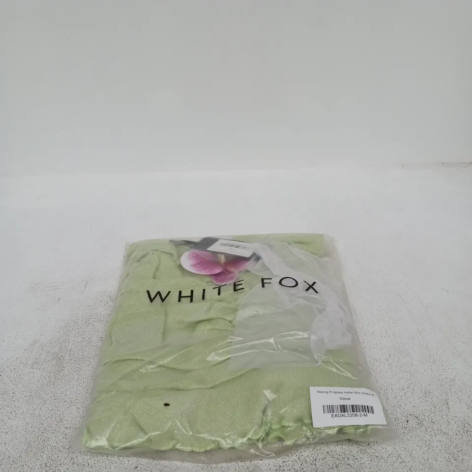 WHITE FOX MAKING PROGRESS HALTER MINI DRESS CITRUS MEDIUM