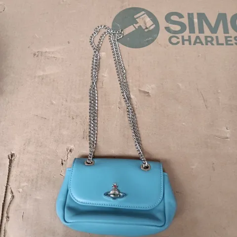 VIVIENNE WESTWOOD TURQUOISE MINI BAG WITH CHAIN STRAP AND ORB LOGO