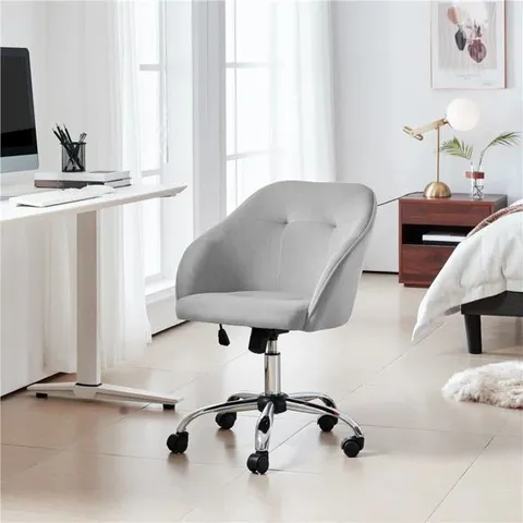 BOXED ERGONOMIC DESK CHAIR FOR HOME AND OFFICE USE - LIGHT GREY VELVET