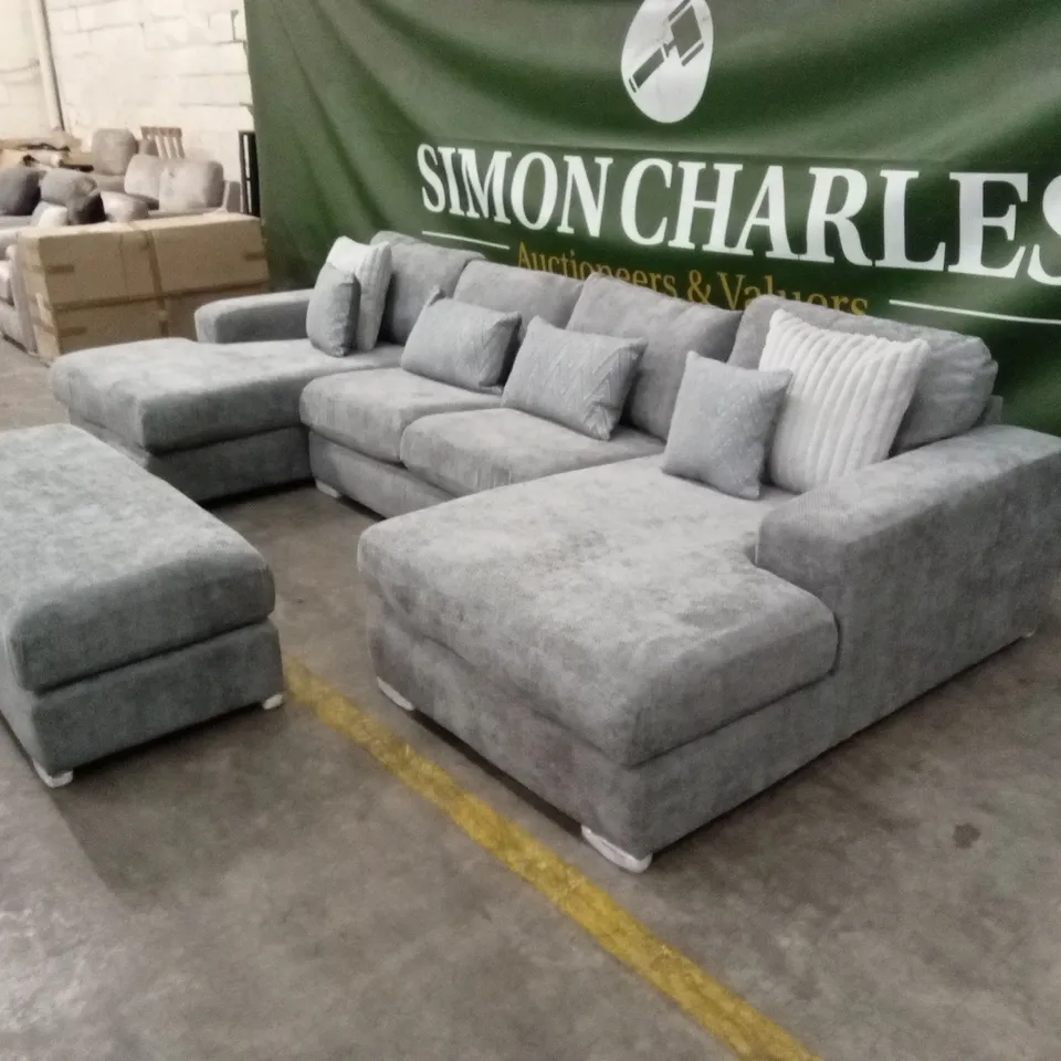 BROADGATE LARGE U-SHAPE MODULAR SOFA WITH FOOTSTOOL - GREY RRP £3399