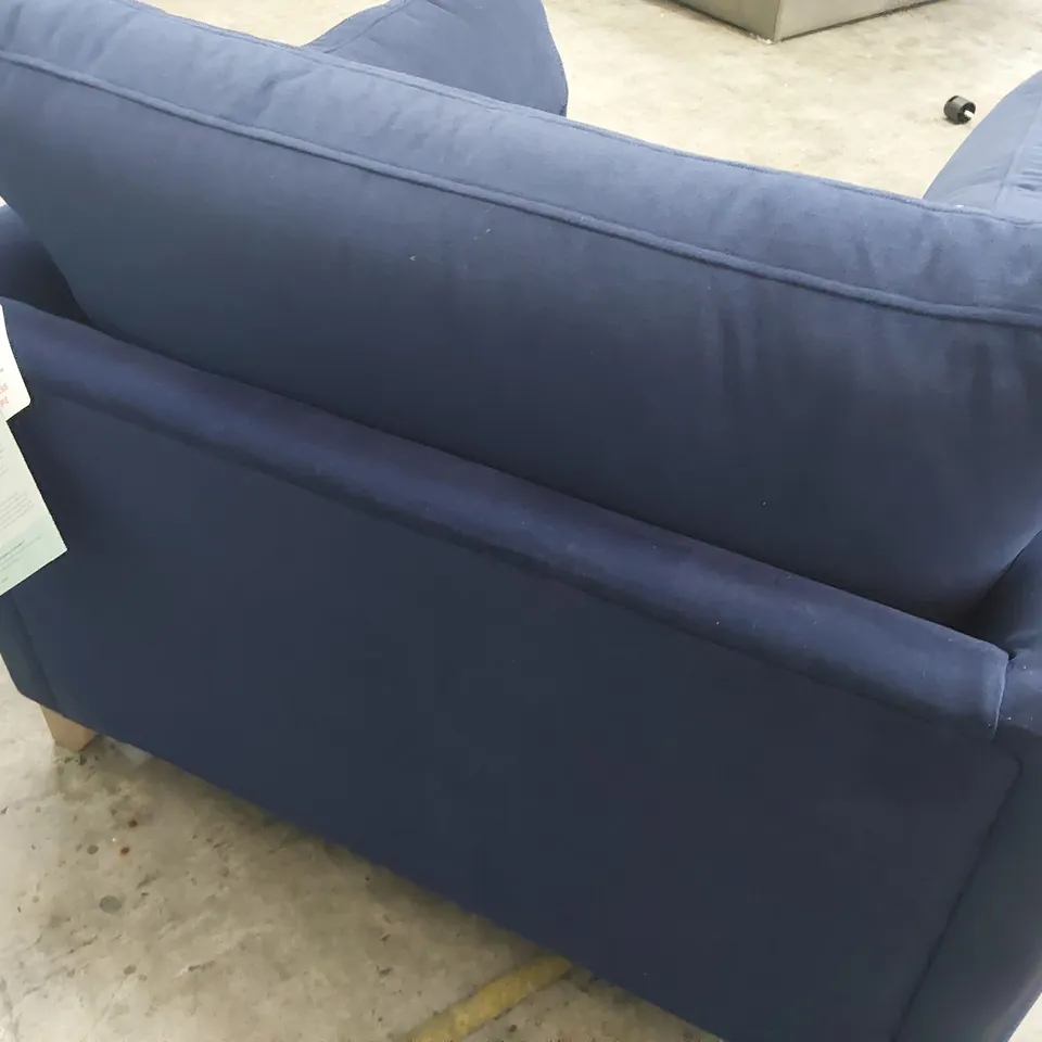 QUALITY BRITISH MADE LOUNGE Co EASY CHAIR WITH BOLSTER CUSHIONS BLUE PLUS FABRIC