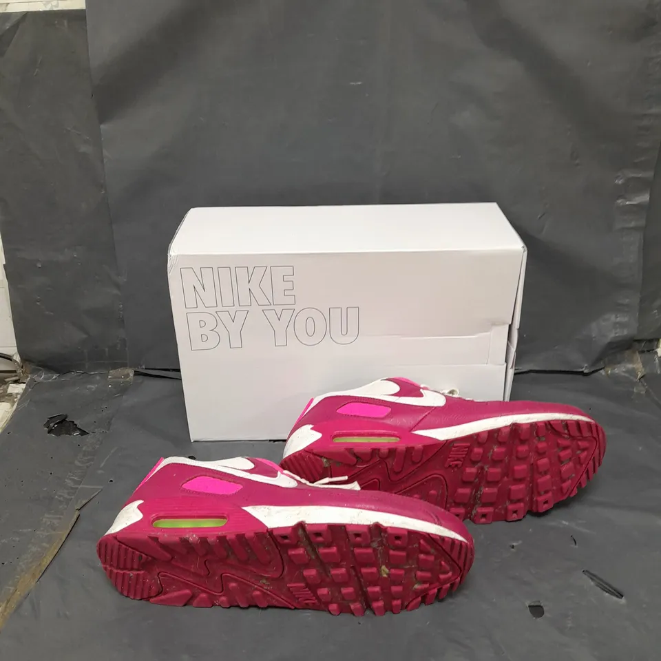 BOXED PAIR OF NIKE BY YOU AIR MAX PINK/GREEN UK 11