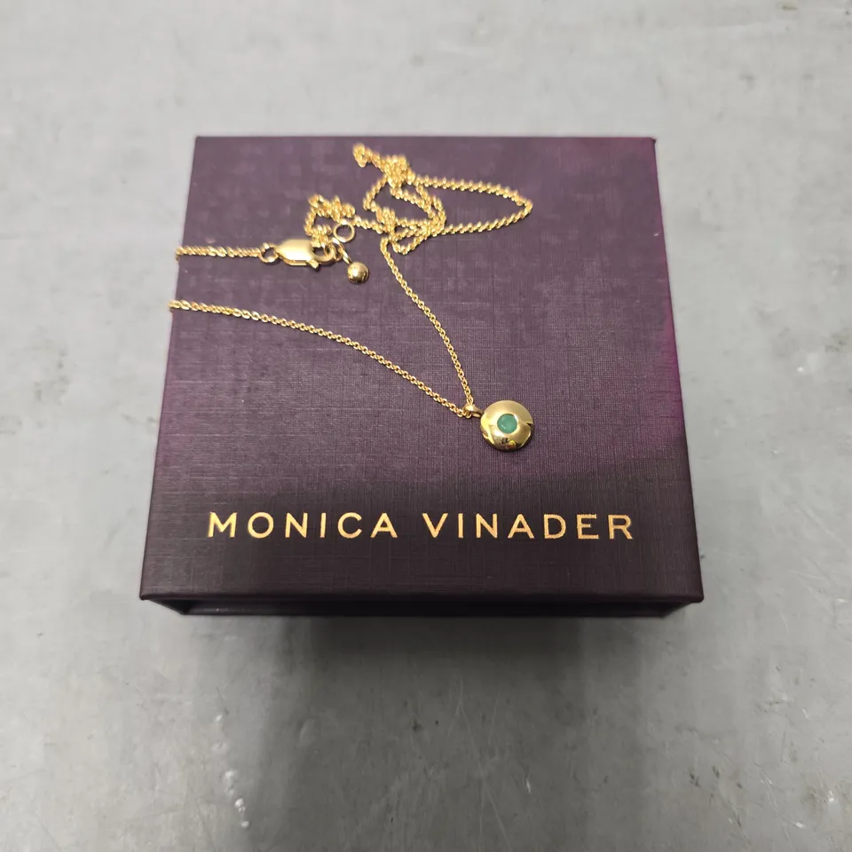 MONICA VINADER GREEN STONE PENDANT NECKLACE 