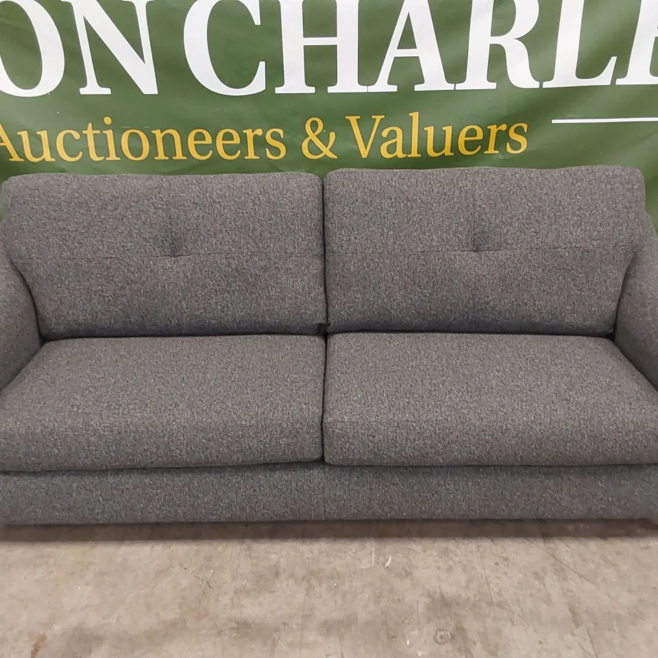 DESIGNER LARGE CONTEMPORARY FABRIC UPHOLSTERED SOFA IN CHARCOAL GREY