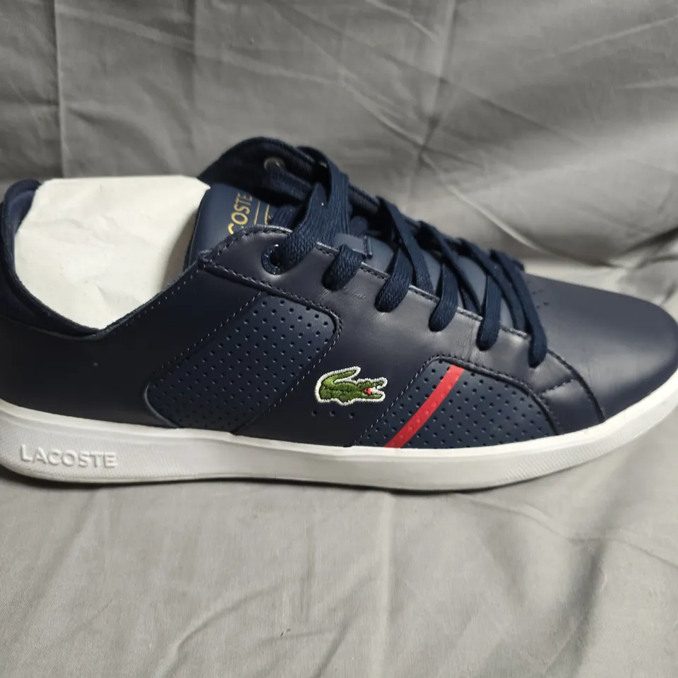 PAIR OF LACOSTE NAVY LEATHER SNEAKERS WITH CROCODILE LOGO - UK SIZE 11