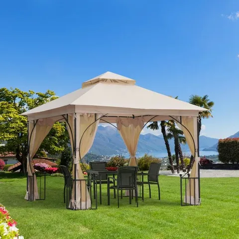 BOXED 3M × 3M METAL PATIO GAZEBO (1 BOX)