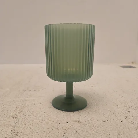 BOX OF 12 X GREEN RIBBED PLASTIC WINE GOBLET