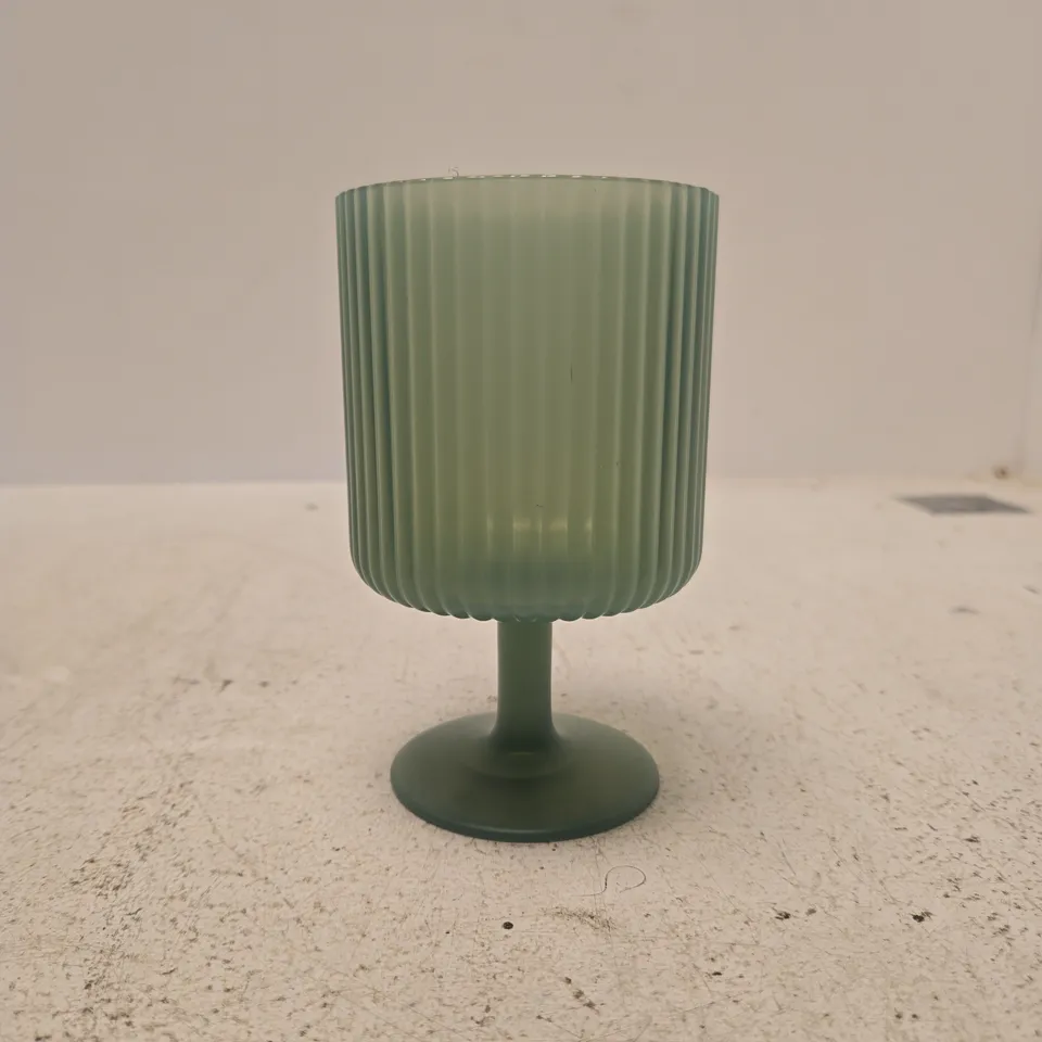 BOX OF 12 X GREEN RIBBED PLASTIC WINE GOBLET