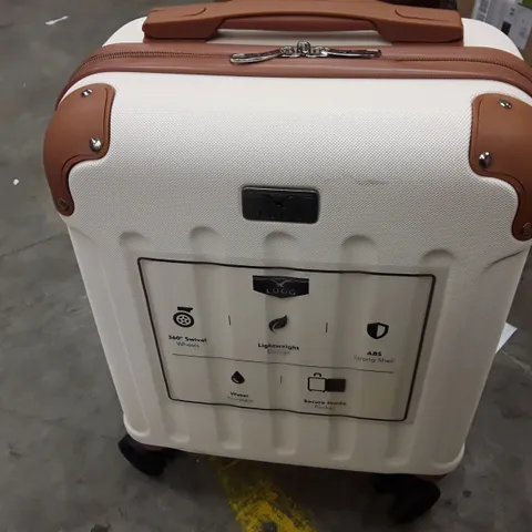 UNBOXED KEPLIN LUGG SMALL SIZE TRAVEL LUGGAGE WITH WHEELS CREAM COLOUR