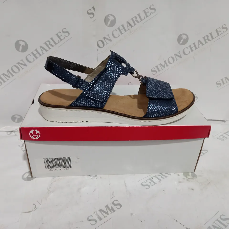BOXED RIEKER BLUE OPEN TOE SANDALS SIZE 41