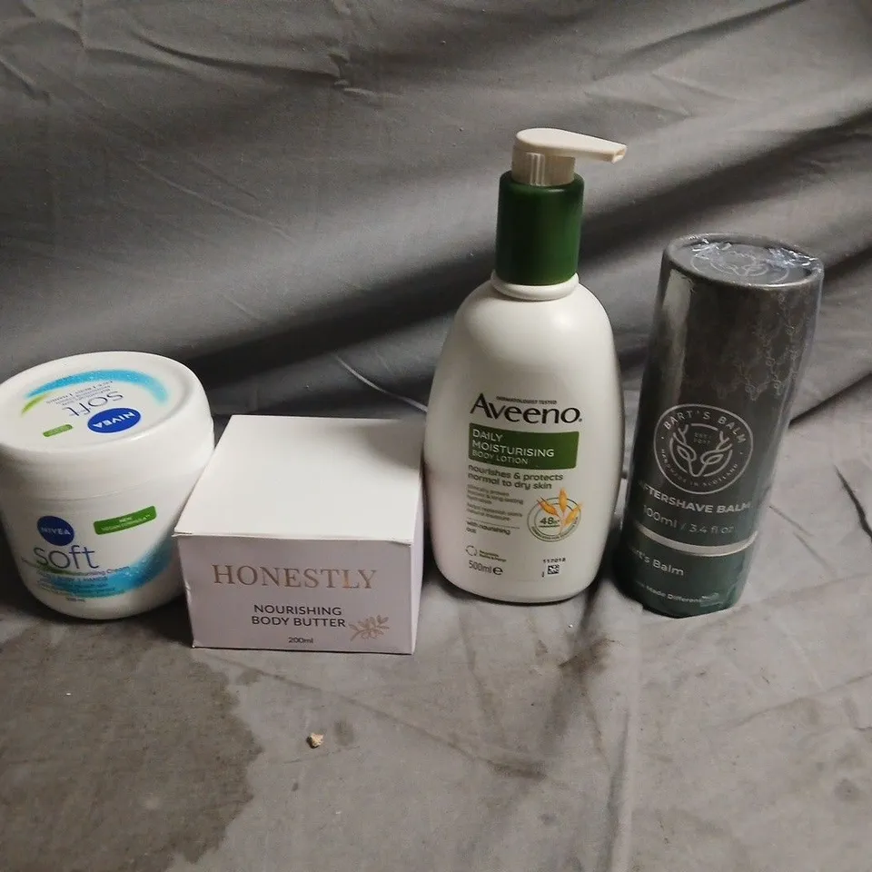 APPROXIMATEY 20 ASSORTED HEALTH AND BEAUTY PRODUCTS TO INCLUDE - AVEENO BODY LOTION - NIVEA SOFT CREAM AND HONESTLY NOURISHING BODY BUTTER