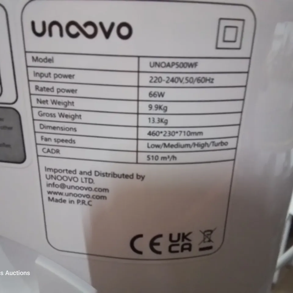 BOXED UNOOVO LARGE ROOM TRUE HEPA AIR PURIFIER WITH SMART WIFI CONTROLS