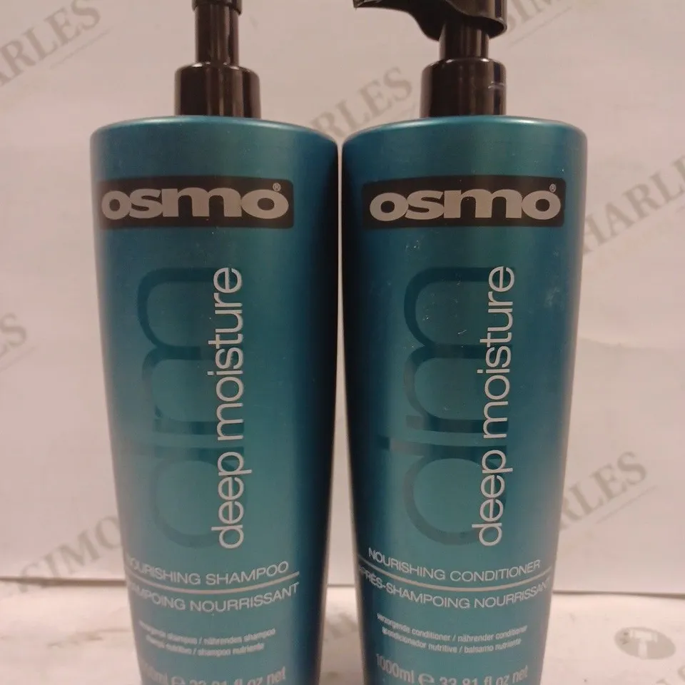 BOX OF 2 OSMO DEEP MOISTURE PRODUCTS TO INCLUDE SHAMPOO 1000ML & CONDITIONER 1000ML 