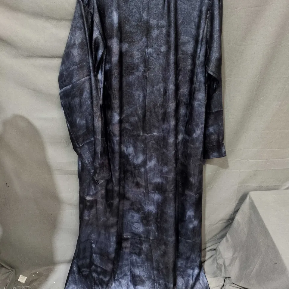 KAMALI KULTURE LUXURY ABAYA MAXI DRESS – NAVY SATIN-EFFECT, EU 60 UK SIZE NOT CONFIRMED