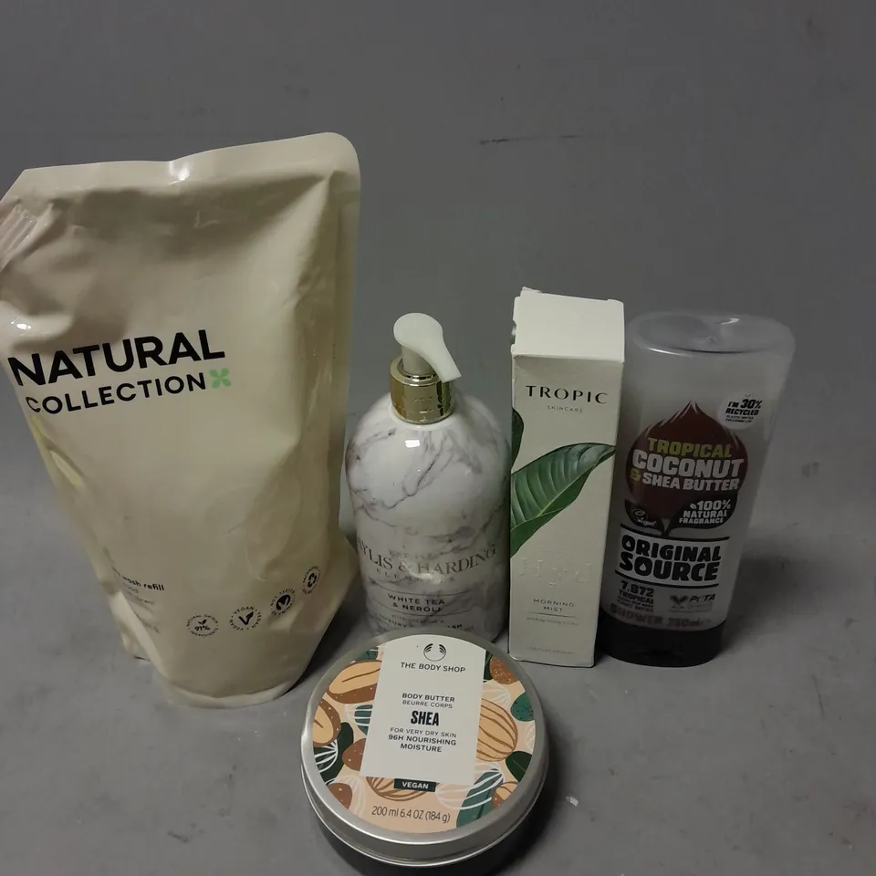 APPROXIMATELY 20 ASSORTED HEALTH & BEAUTY ITEMS TO INCLUDE - TROPIC MORNING MIST, THE BODY SHOP BODY BUTTER AND ORIGINAL SOURCE SHOWER GEL