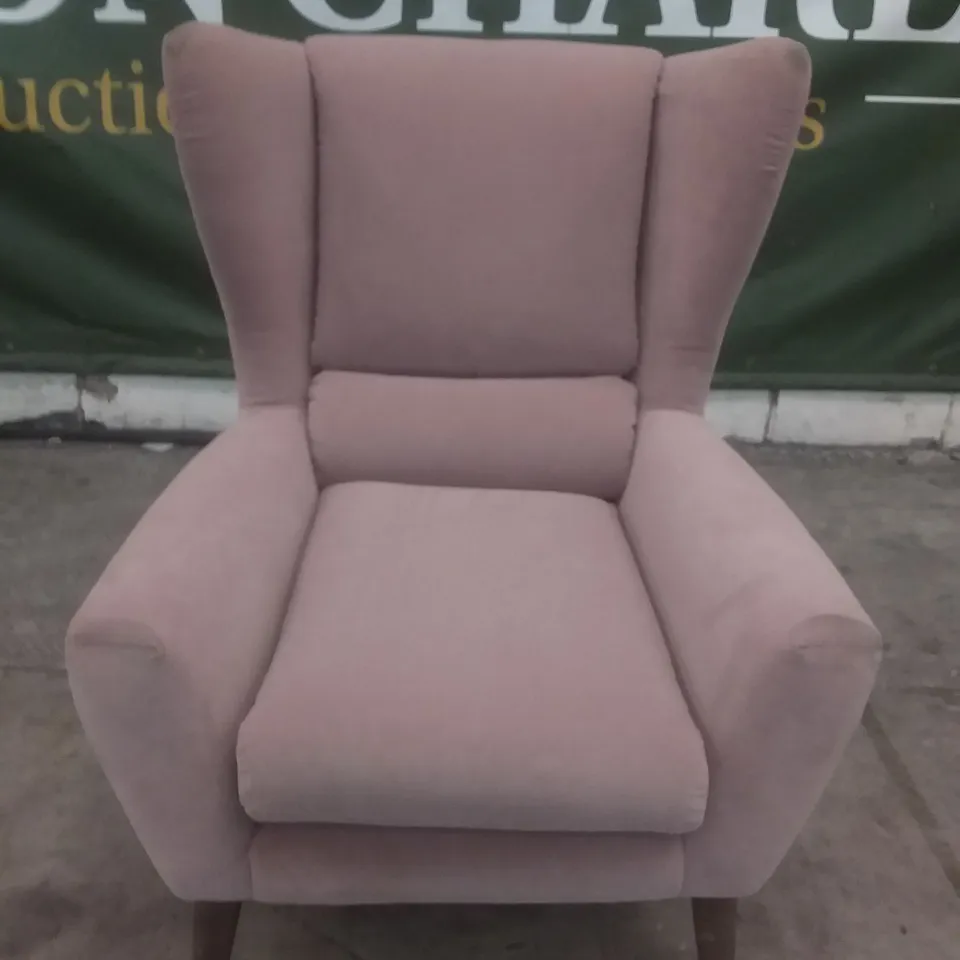 QUALITY BRITISH DESIGNER LOUNGE CO. FLOYD CHAIR ASHEN ROSE FABRIC