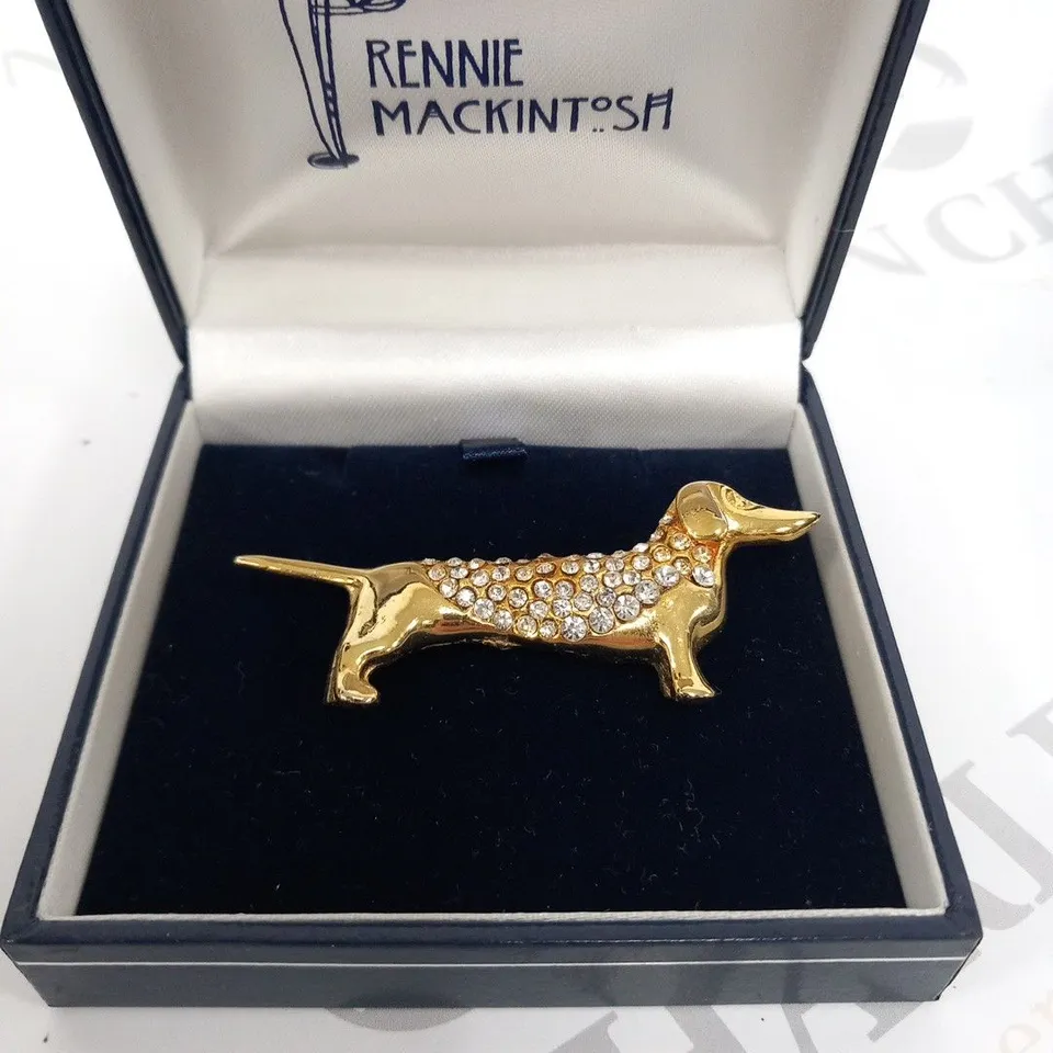 BOXED RENNIE MACKINTOSH DOG BROOCH