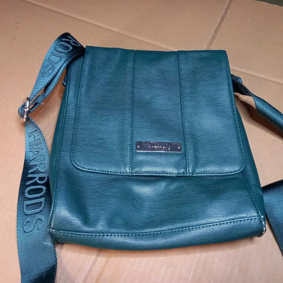 HARRODS GREEN SATCHEL STYLE BAG
