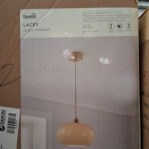 BOXED DUNELM LACEY GLASS PENDANT LIGHT β AMBER GLASS SHADE