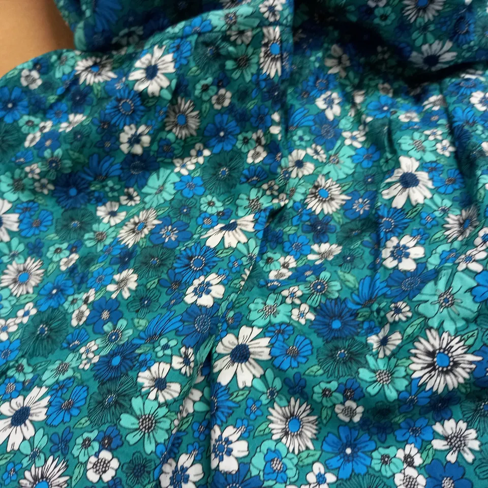 PINK CITY PRINTS BLUE FLORAL MAXI DRESS - M