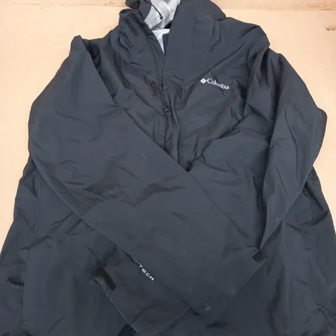 COLUMBIA BLACK OUTDOOR SHELL JACKET WITH HOOD SIZE XL
