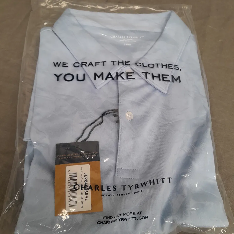 CHARLES TYRWHITT SKY BLUE SHORT SLEEVE JERSEY SIZE L