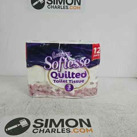 SOFTESSE LUXURY QUILTED TOILET TISSUE β 12 ROLL PACK, 3-PLY