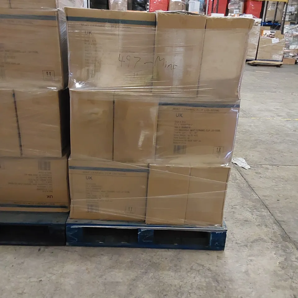 PALLET OF APPROXIMATELY 24 X BOXES OF BRAND NEW GEORGE HOME 500ML MINT CERAMIC CLIP LID CANNISTERS - 24 CANNISTERS/JARS PER BOX