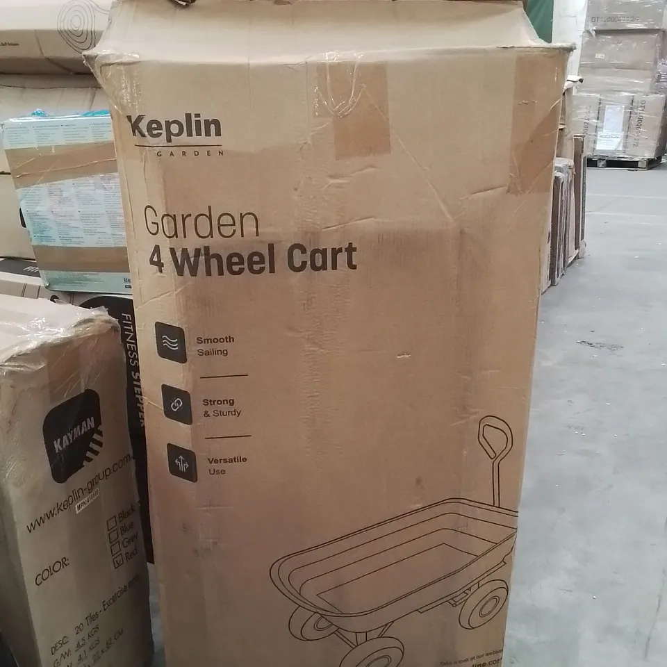 BOXED GARDEN 4-WHEEL CART