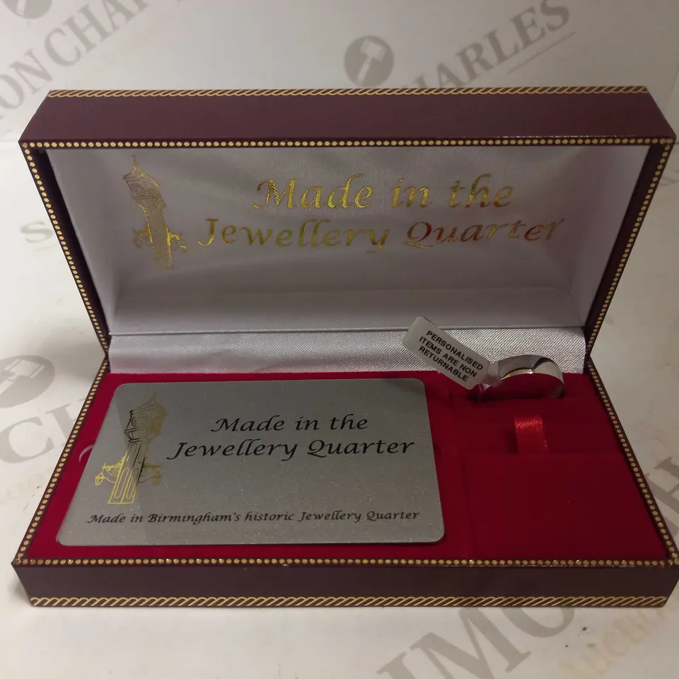PERSONALISED 9 CARAT WHITE GOLD COURT WEDDING BAND - "FOREVER 09/09/22" RRP £329