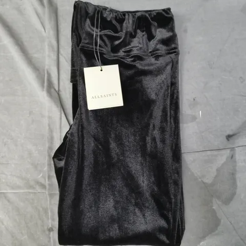 ALLSAINTS ZANNI FLARE VELVET TROUSERS IN BLACK SIZE UK 10