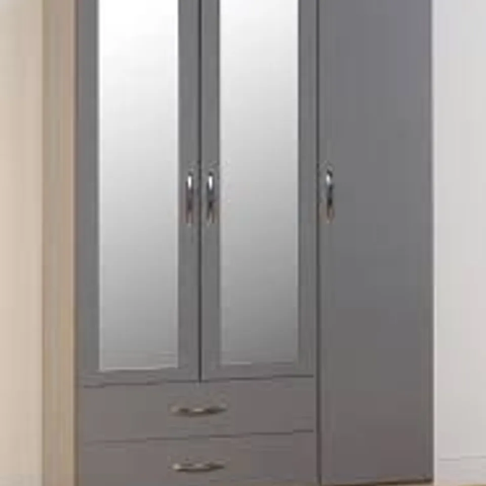 BOXED NEVADA 3 DOOR 2 DRAWER WARDROBE IN GREY INCOMPLETE 1/3   NO BOXES 2AND 3