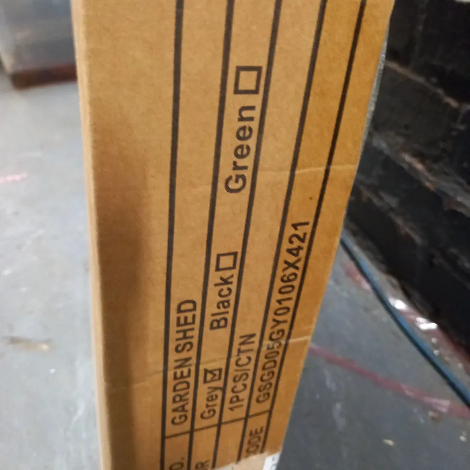 BOXED GREY GARDEN SHED - 10F1  /  COLLECTION ONLY