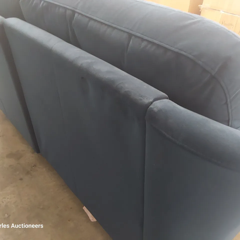 QUALITY BRITISH DESIGNER G PLAN HATTON POWER RECLINING PILLOW BACK THREE SEATER SOFA PLUSH INDIGO FABRIC 