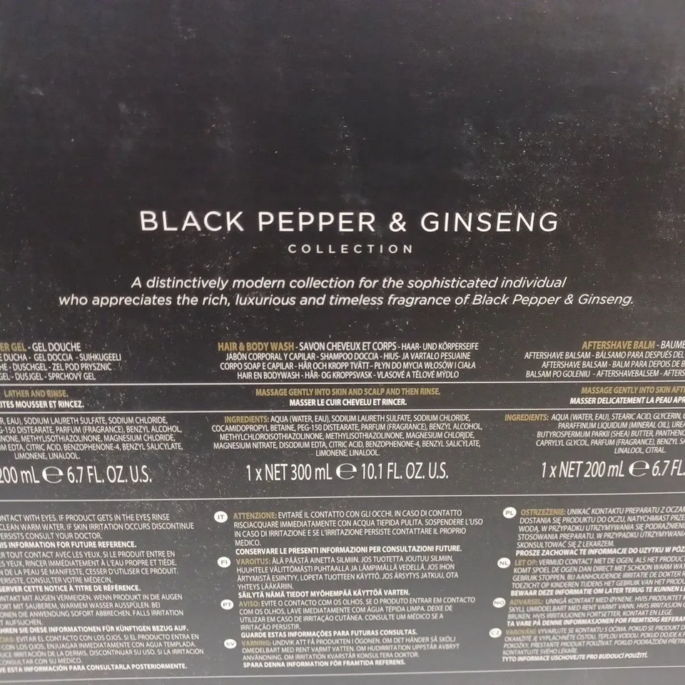 BAYLISS AND HARDING SIGNATURE COLLECTION 3-PIECE GIFT SET - BLACK PEPPER & GINSENG