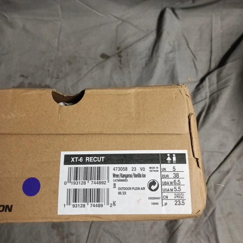 SALOMON XT-6 RECUT TRAIL RUNNING SHOES – WREN/KANGAROO/VANILLA ICE – UK 5 (EU 38)