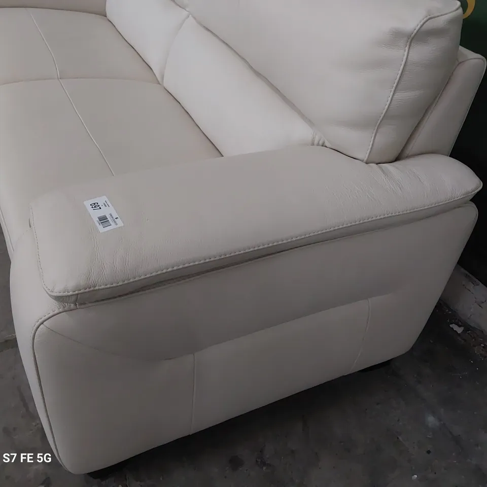 QUALITY ITALIAN DESIGNER GRADO FIXED THREE SEATER SOFA CREAM LEATHER 