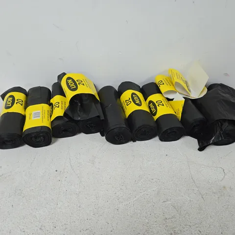 10X ROLLS OF 20 LION BLACK BIN BAGS 