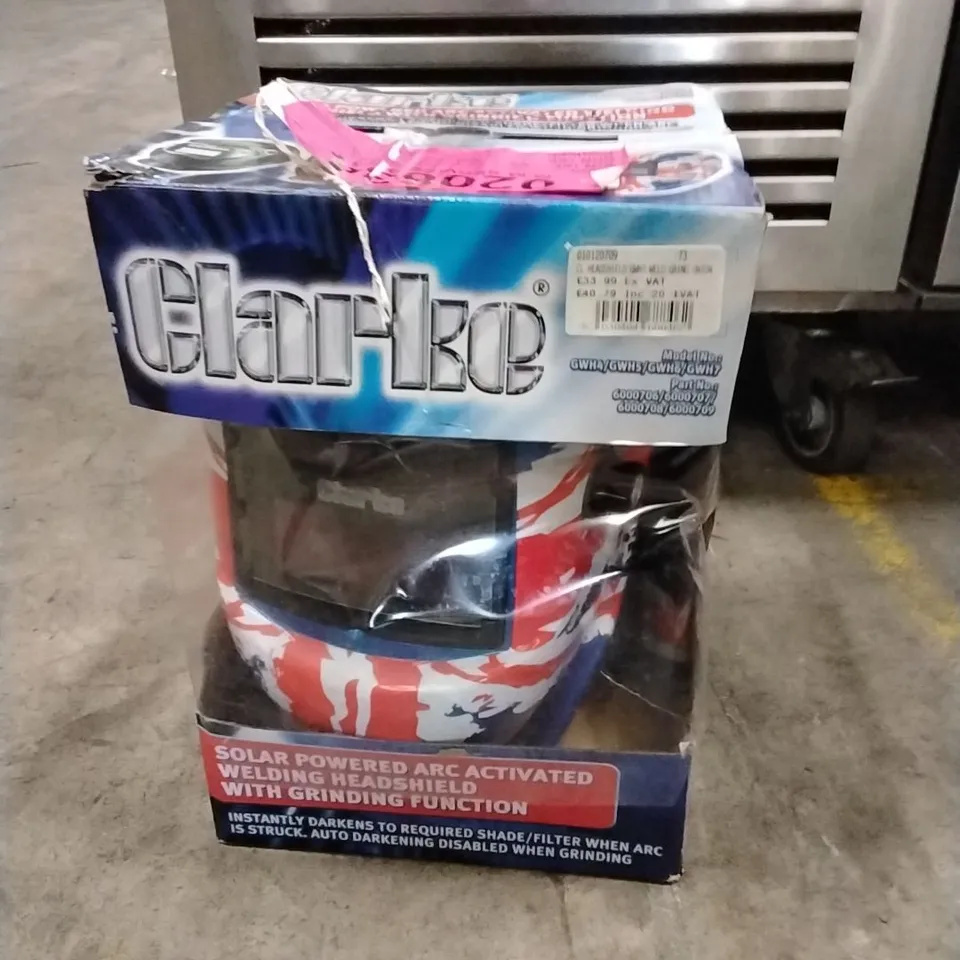 BOXED CLARKE GWH7 ARC ACTIVATED GRINDING/WELDING HEADSHIELD UNION FLAG DESIGN