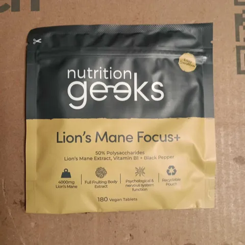 NUTRITION GEEKS LION'S MANE FOCUS+ – 180 VEGAN TABLETS