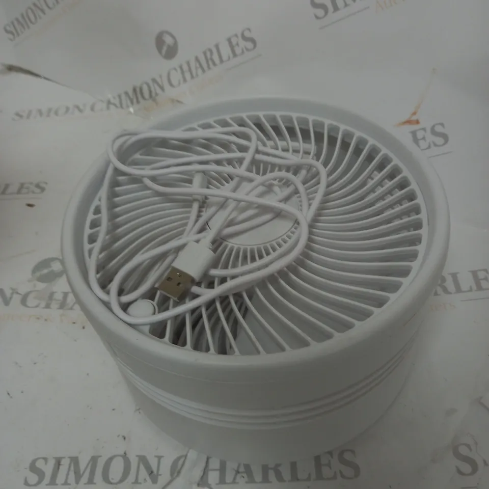 BOXED BELL & HOWELL OSCILLATING FOLDING RECHARGEABLE FAN, WHITE
