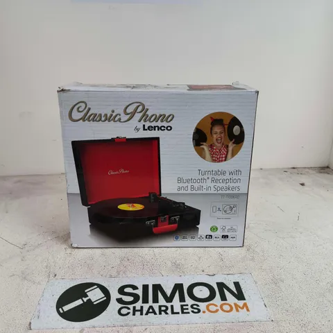 CLASSIC PHONO BY LENCO TURNTABLE WITH BLUETOOTH RECEPTION AND BUILT IN - TT-110BKRDSPEAKERS