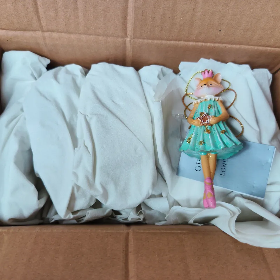 APPROXIMATELY 96 RESIN FOX BALLERINA FAIRY HANGING CHRISTMAS DECORATIONS, TEAL 10CM