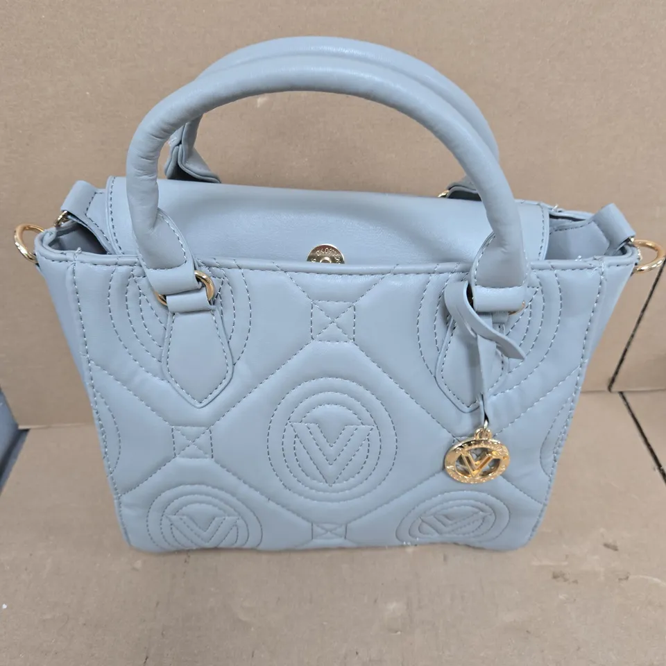 LIGHT BLUE QUILTED HANDBAG WITH GOLD-TONE 