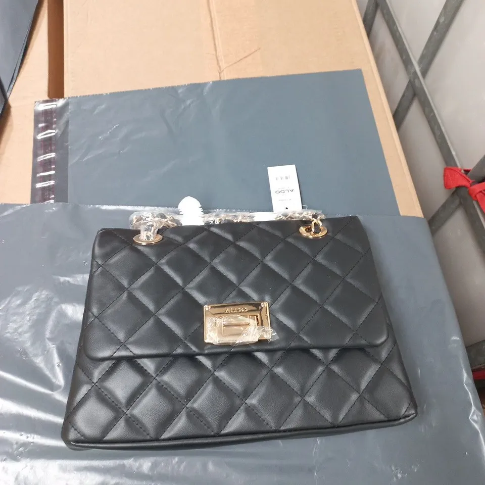 ALDO BLACK QUILTED SHOULDER BAG WITH GOLD CHAIN – SKU 16665256