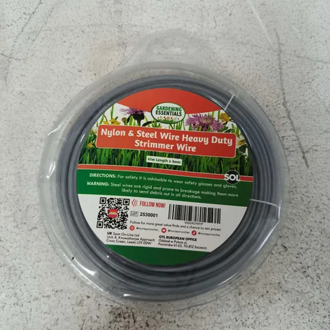GARDENING ESSENTIALS NYLON & STEEL WIRE HEAVY DUTY STRIMMER WIRE – 41M X 3MM