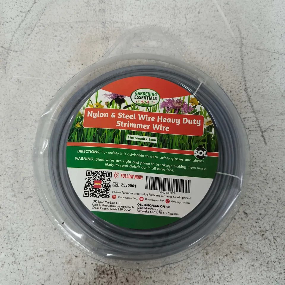 GARDENING ESSENTIALS NYLON & STEEL WIRE HEAVY DUTY STRIMMER WIRE – 41M X 3MM