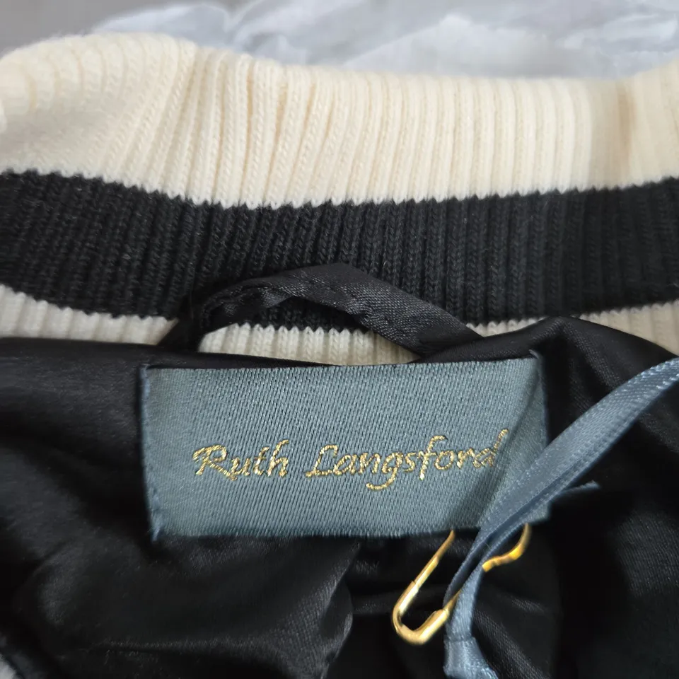 RUTH LANGFORD BOMBER JACKET – BLACK CROC-EFFECT, UK 12